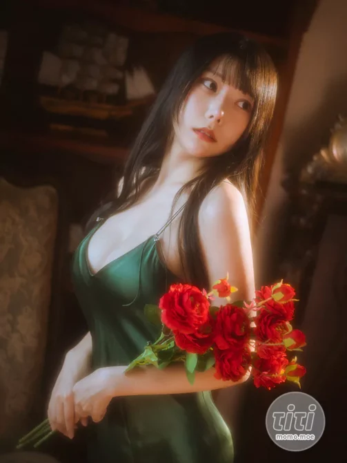 香草喵露露 – NO.45 杨枝甘露 绿色连衣裙 [45P1V-1.19GB]-丽丝屋